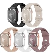 Steezrd 5 Pack Sport Silicone Bands Compatible with Apple Watch Band 38mm 40mm 41mm 42mm 44mm 45m...