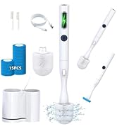 Electric Toilet Brush and Holder Set, Hillyfe Motorized Toilet Brush with 15 Disposable Refill He...