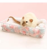 Rat Cage Accessory Platform Bed with Blanket,Metal and Soft Pad, Small Pet Animal Rest Hammock, C...