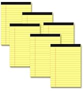 6 Pack Yellow Legal Pads 4x6 Small Note Pads 4x6 Small Writing Pads Narrow Ruled 80GSM Pads of Pa...