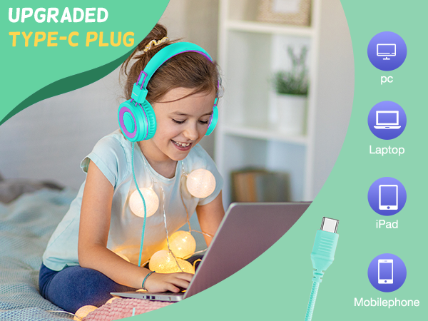 kids headphones for school usb c