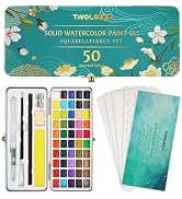 TAVOLOZZA Watercolor Paint Set, 50 Vivid Colors Including Metallic and Fluorescent Colors in Gift...