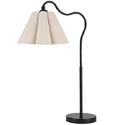 KUNJOULAM Modern Table Lamps, Nightstand Bedside Lamps with Umbrella Form Linen Lampshade, Black ...