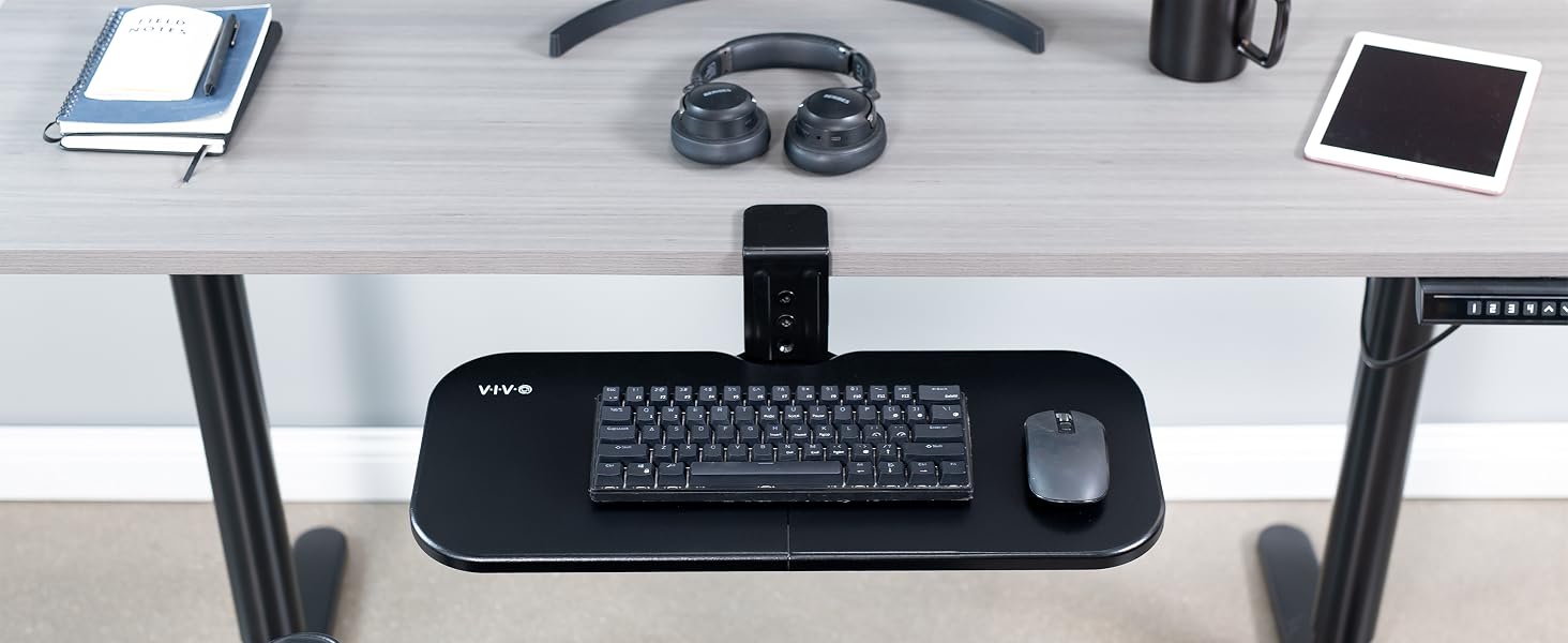 Single Clamp Rotating Keyboard Tray