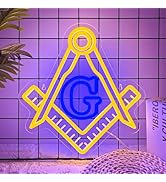 mutank Masonic Neon Sign, USB Powered Dimmable LED Neon Light Symbolic Decor, for Brotherhood His...