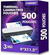 500 Pack Laminating Sheets, Holds 8.5 x 11 Inch Sheets, 3 mil, 9 x 11.5 Inches Thermal Laminating...