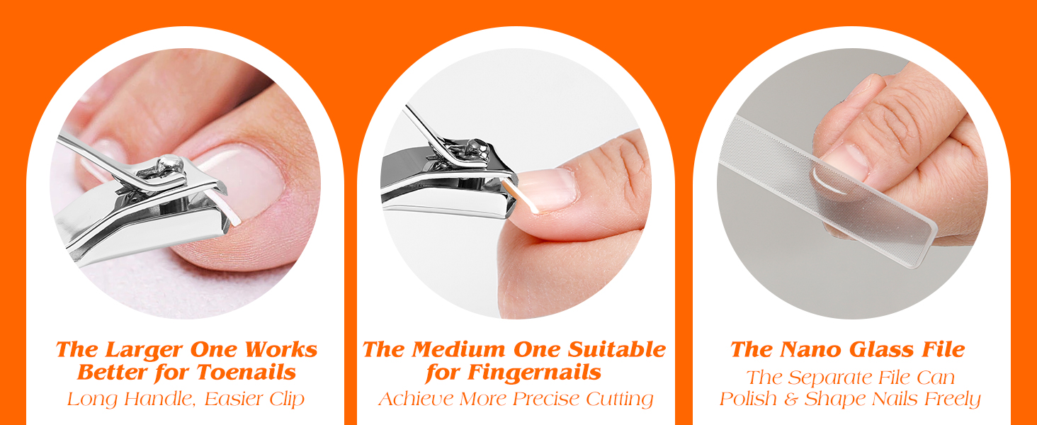 Larger One Works Better for Toenails Medium One Suitable for Fingernails Separate Nano Glass File