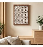 Macrame Wall Decor, Boho Framed Wall Art, Wall Hanging Boho (White-A) | 2 in1 Tapestry Photo Fram...
