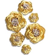 Letjolt Golden Paper Flower Decorations Flower Decor Wedding Wall Backdrop Birthday Baby Shower B...