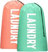 2 Pack XL Travel Laundry Bag, Machine Washable Dirty Clothes Organizer, Large Enough to Hold 4 Lo...