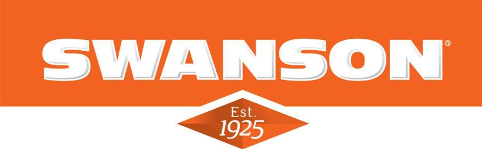 white swanson letters against an orange background