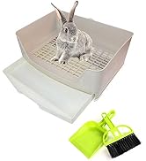 PINVNBY Large Rabbit Litter Box Bigger Pet Litter Pan Trainer with Drawer Corner Toilet Box for A...