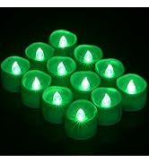 PChero 12pcs Green LED Tea Lights with Timer, Flickering Flameless Tealights Battery Operated Lon...