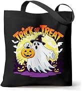 Canvas Tote Bag with Zipper for Women, Halloween Trick or Treat Bags Bulk | 13.8" x 15.3" Fashion...