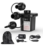 Electric Air Pump for Inflatables,Portable Quick-Fill Air Pump with 3 Nozzles,110V AC/12V DC,Infl...
