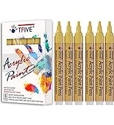 Yellow Acrylic Paint Marker Pens - 2-3mm Medium Tip, 6 Pack Permanent Yellow Water Based Paint Pe...