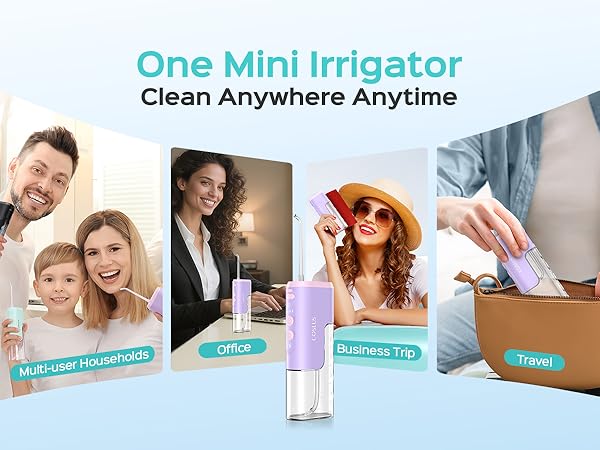 COSLUS Mini Water Flosser for Travel: Portable Compact Design, Cordless Oral Irrigator for Braces