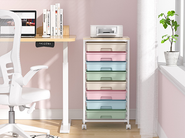 Utility Rolling Cart with Drawers for office