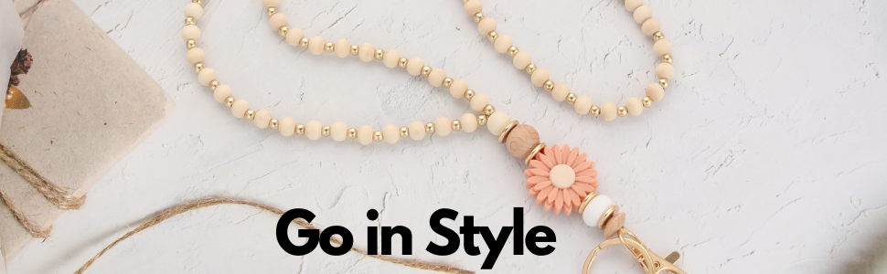 wood beads flower flor keychain llavero gold oro madera regalo