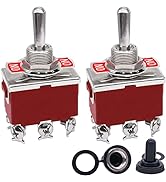 Taiss 2pcs Momentary Toggle Switch DPDT (ON)-Off-(ON) 6 Terminal 3 Position Toggle Switches 12V 3...