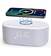 Sound Machine Alarm Clock Wireless Charger: Bluetooth 10W Stereo Sound Speaker Bedroom - White No...