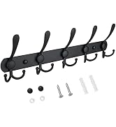 TICONN Wall Mounted Coat Rack, Five Heavy Duty Tri Hooks All Metal Construction for Jacket Coat H...