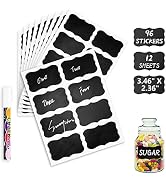 Teskyer 96 PCS Large Size Chalkboard Labels Stickers with Chalk Marker, Removable & Reusable Wate...