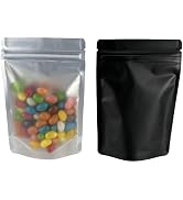 PABCK Black Mylar Resealable Bag Self Seal Foil Bags for Food Storage Candy Coffee Packaging Stan...