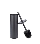 JS Jackson Supplies Sleek Toilet Brush and Holder with Metal Handle - Matte Black