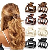 Oeusnael 8 PCS Medium Hair Clips for Women Girls - 2 Styles Rectangle Small Claw Clips for Thick ...