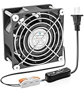 Eakhelb 80mm EC Brushless Fan, 80x80x38mm Dual Ball Bearing, AC 110V 120V 220V 240V Cooling Fan w...