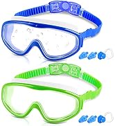 COOLOO Kids Swim Goggles for Age 3-15, 2 Pack Kids Goggles for Swimming with Nose Cover, No Leaki...