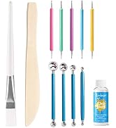 12PCS Dotting Tools Set, Clay Sculpting Tools with Double-Sided Ball Tips & 1.7OZ Air Dry Clay Gl...