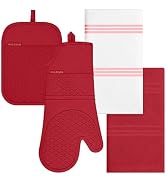 Oven Mitt and Pot Holders Sets, Quilted Cotton Terry Cloth,Non-Slip Pot Holder, Silicone Oven Mit...