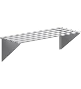 AmGood 18 in. x 48 in. NSF Stainless Steel Tubular Wall Shelf | Heavy-Duty Metal Shelving for App...