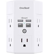 Surge Protector, 5 Outlets Extender with 4 USB Ports(USB C), 3-Side 1680J Power Strip Multi Plug ...