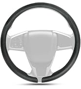 Hiseanllo Nappa Leather Steering Wheel Cover – Ultra-Thin, Breathable & Non-Slip Micro-Perforated...