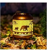 Bear Solar Lanterns Outdoor Waterproof,Hanging Solar Lights Bear Gifts for Women Men Metal LED De...