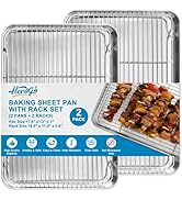 Herogo Stainless Steel Baking Pan Sheet with Wire Rack Set(2 Pans + 2 Racks), 17.7" x 13" x 1" Co...