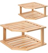 VERTORGAN Corner Shelf, Plate Organizer for Cabinet-Bamboo Corner Cabinet Shelf Organization-Suit...