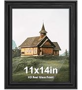 PEALSN 11x14 Picture Frame with Real Glass Front and Black Backboard, Wall Gallery Photo Frames f...