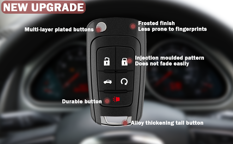 Key Fob Case Replacement 5 Button for Chevy Cruze Camaro Impala Equinox GMC Terrain Buick Regal
