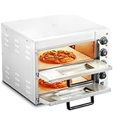 VEVOR Commercial Pizza Oven Countertop, 16" Double Deck Layer, Stainless Steel Electric Pizza Ove...