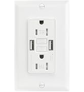 BAOMAIN Self-Test GFCI Combination with USB in-Wall, Tamper Resistant(TR) 15A 4.8A 5VDC LED Indic...