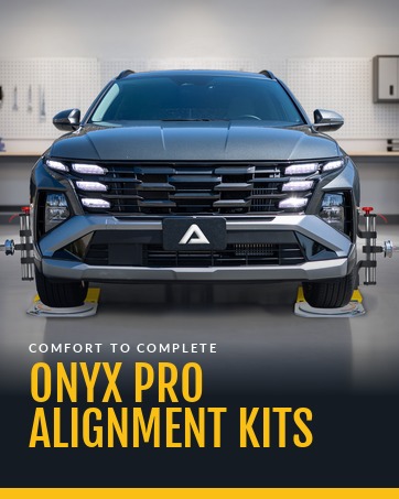 ONYX PRO alignment kits. ONYX PRO clamp on each front wheel, turn plates, and ramps