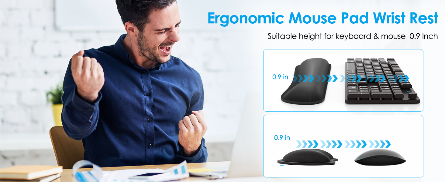Ergonomic design mouse pad with wrist rest