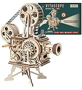 ROKR Vitascope 3D Wooden Puzzle, Vintage Film Projector Model Kit DIY Hand Crank, 183Pcs Wood Mod...