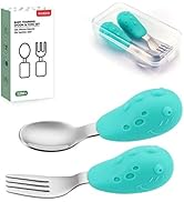 YIVEKO Baby Fork and Spoon Set with Carry Case Baby Training Utensils Self Feeding Toddler Silver...
