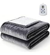 Sweetcrispy Heated Blanket Full Size, 77''x84'' Heating Electric Blanket with 10 Heat Levels and ...