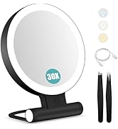 B Beauty Planet Magnifying Mirror with Light 30X, Double-Sided 1X/ 30X Magnifying Makeup Mirror w...
